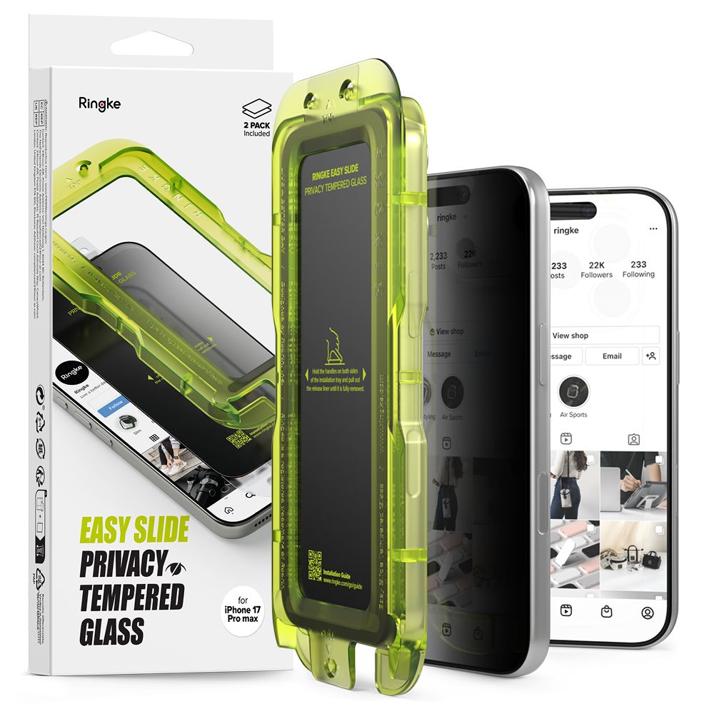 Ringke Ringke iPhone 17 Pro Max 2-PACK Easy Slide Skärmskydd Härdat Glas