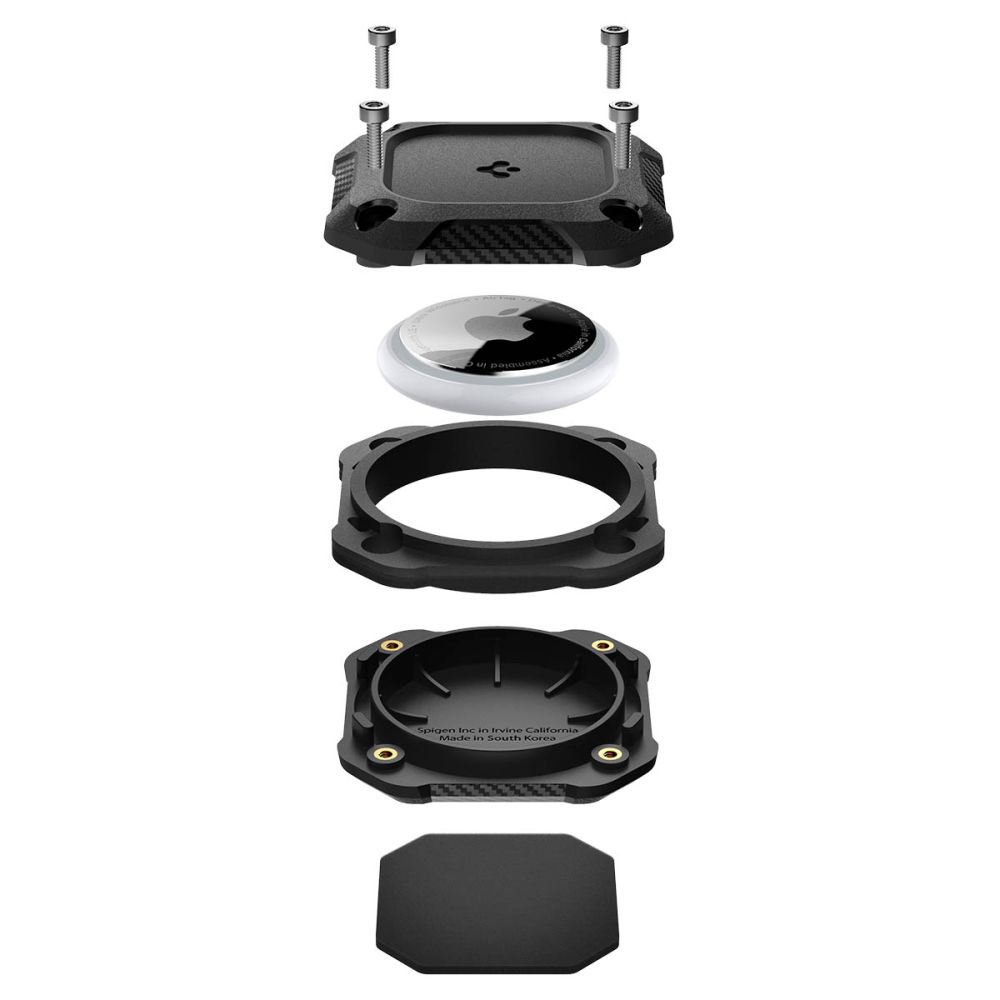 Spigen Spigen Apple AirTag 2/1 Hållare Med 3M Tejpfästning Tough Armor Svart