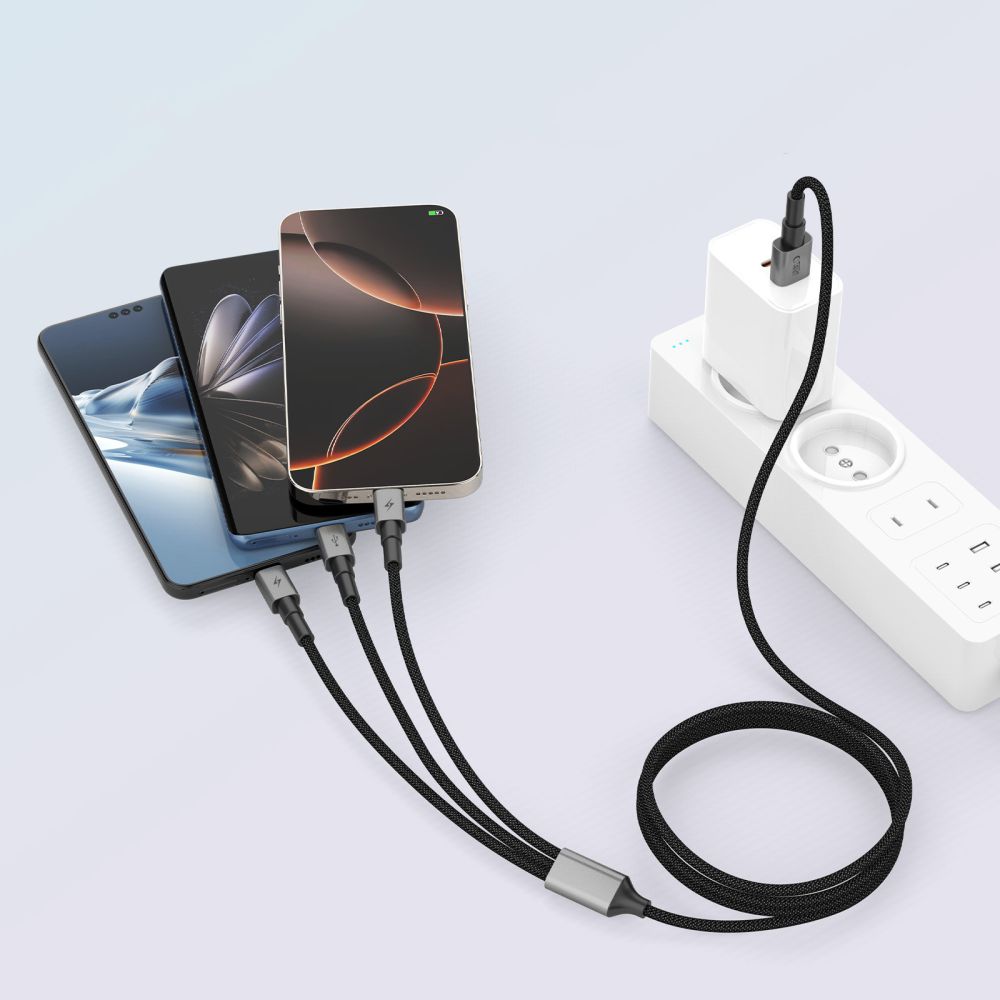 Tech-Protect Tech-Protect 1.2m 3in1 USB-C/Lightning/Micro USB Kabel Iron Grey