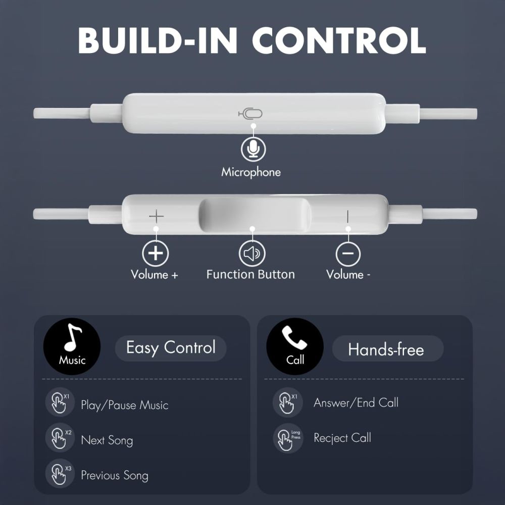 Tech-Protect Tech-Protect In-Ear Hörlurar 3.5 mm AUX UltraBoost Vit