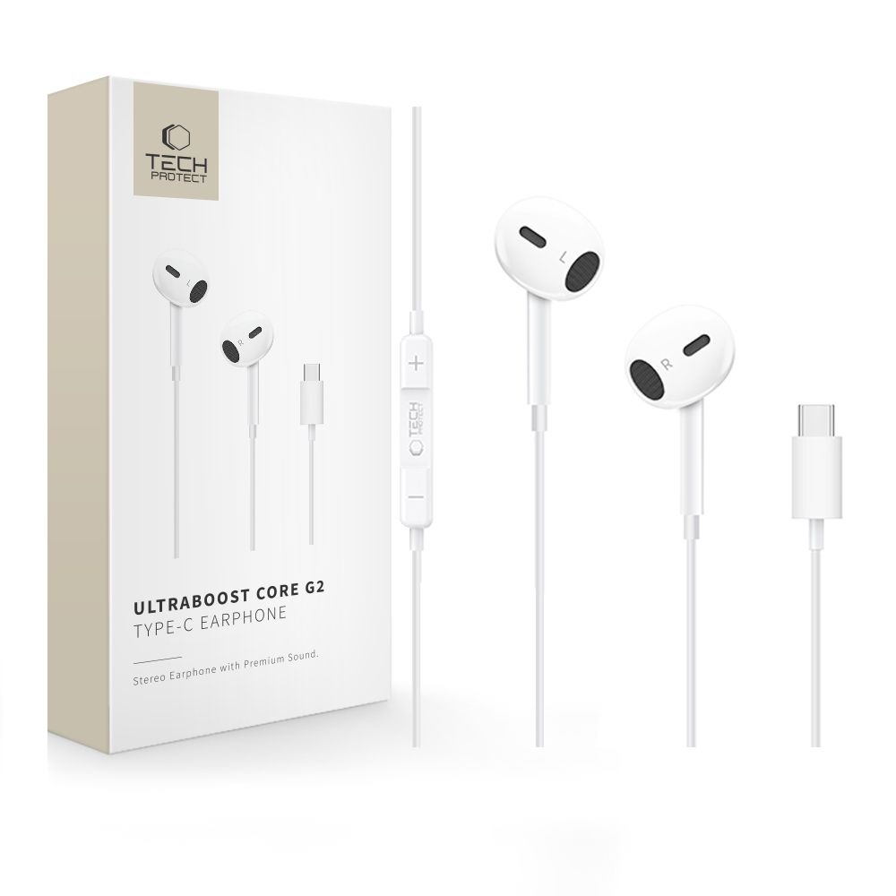Tech-Protect Tech-Protect In-Ear Hörlurar USB-C UltraBoost Vit