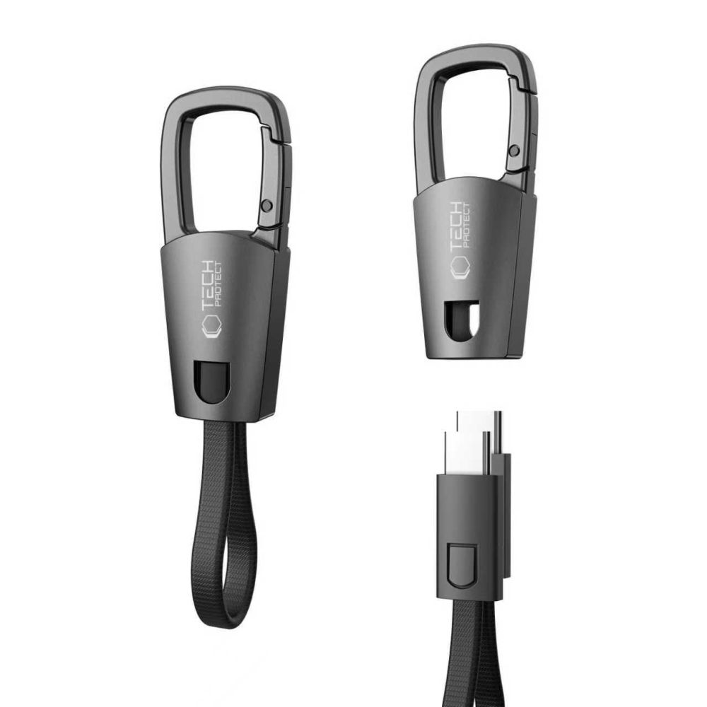 Tech-Protect Tech-Protect 60W/3A PD USB-C - USB-C Kabel Nyckelring Iron Grey