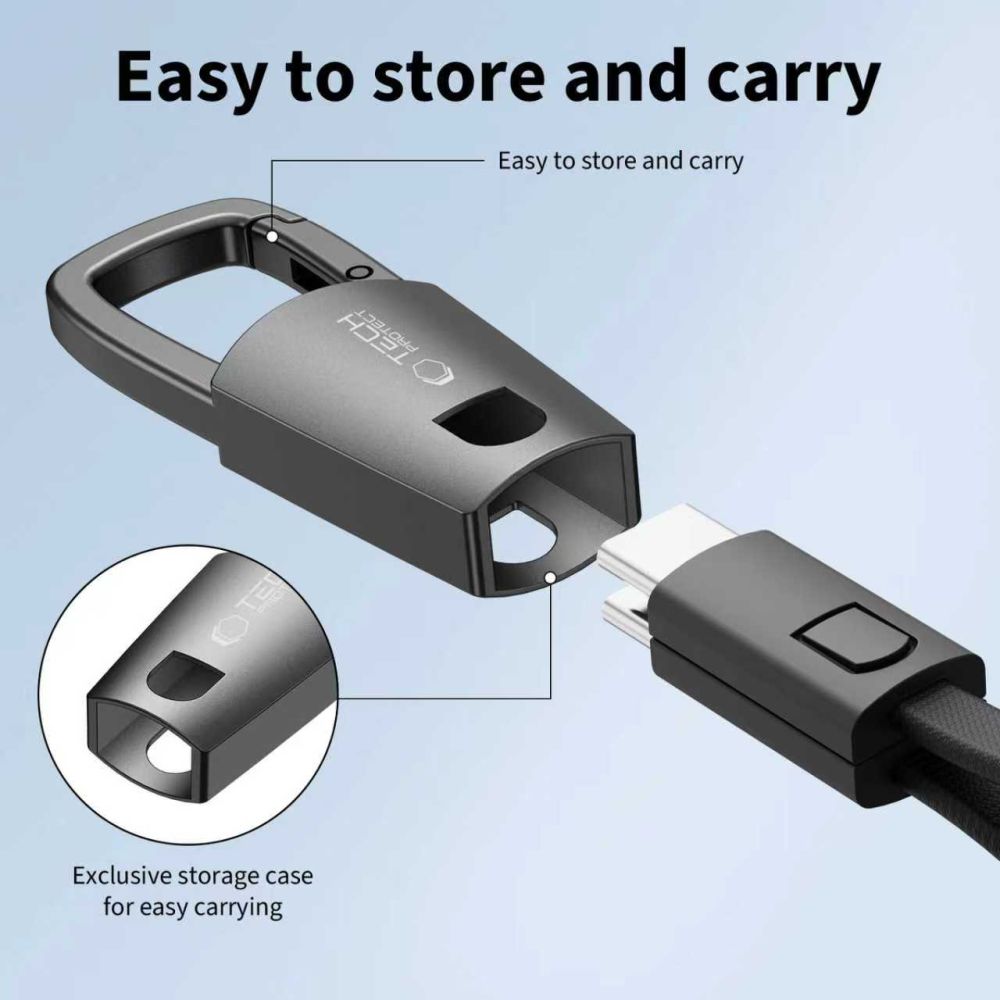 Tech-Protect Tech-Protect 60W/3A PD USB-C - USB-C Kabel Nyckelring Iron Grey