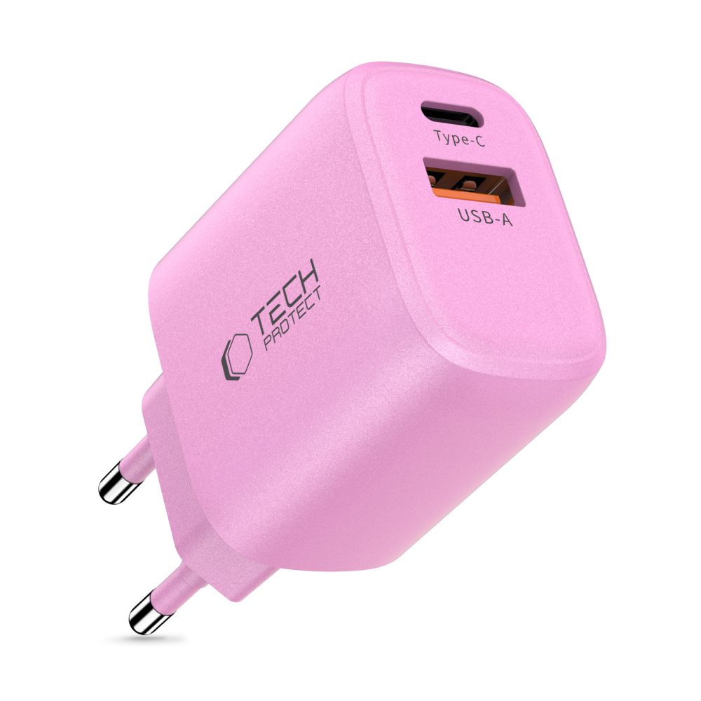 Tech-Protect Tech-Protect 30W Väggladdare PD QC3.0 USB-C / USB-A Baby Pink
