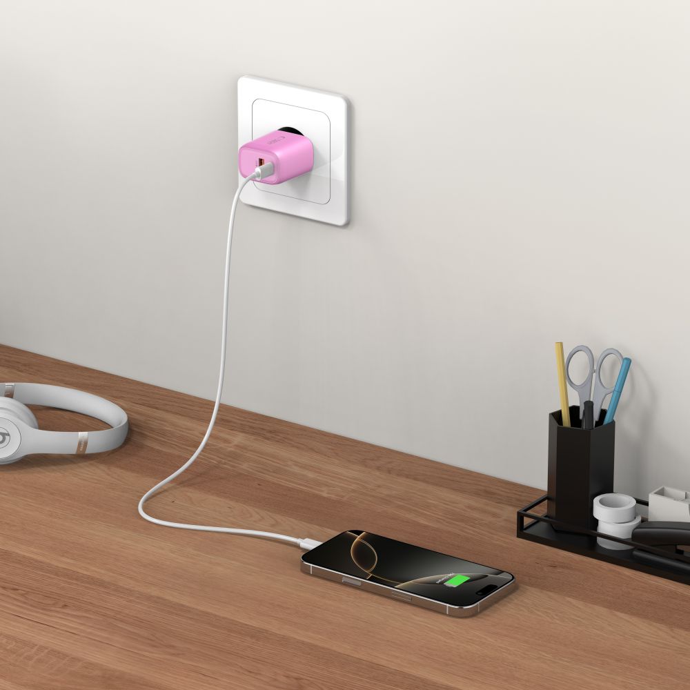 Tech-Protect Tech-Protect 30W Väggladdare PD QC3.0 USB-C / USB-A Baby Pink
