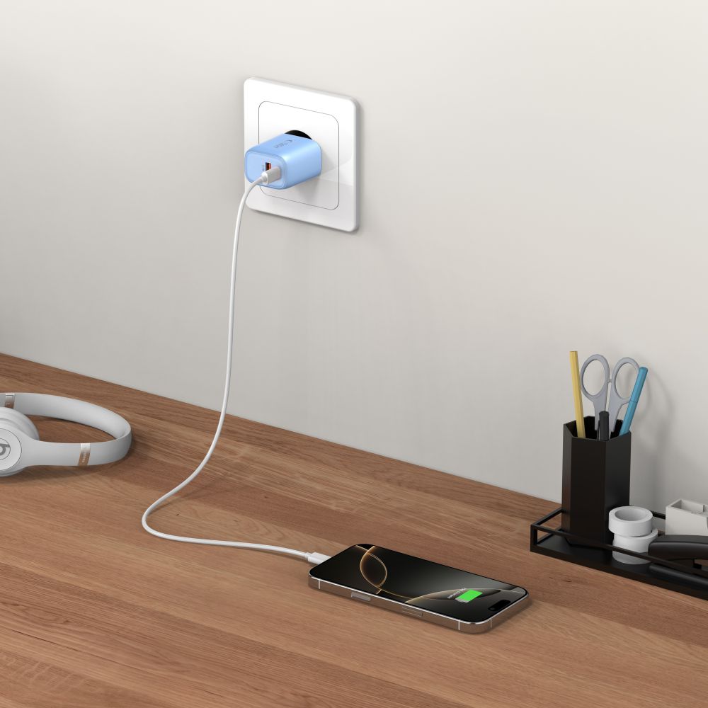Tech-Protect Tech-Protect 20W Väggladdare PD QC3.0 USB-C / USB-A Baby Blue