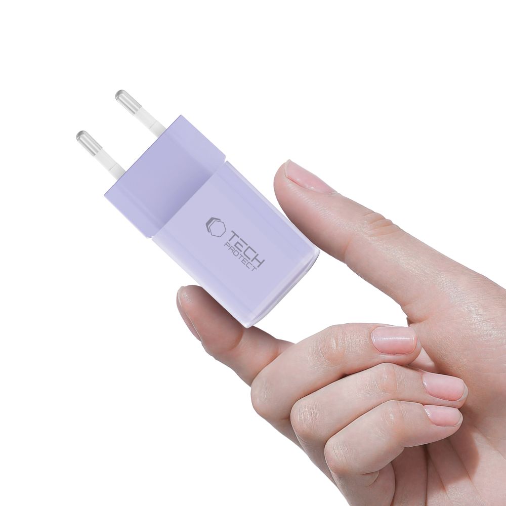 Tech-Protect Tech-Protect 33W Väggladdare PD QC3.0 USB-C / USB-A Baby Purple
