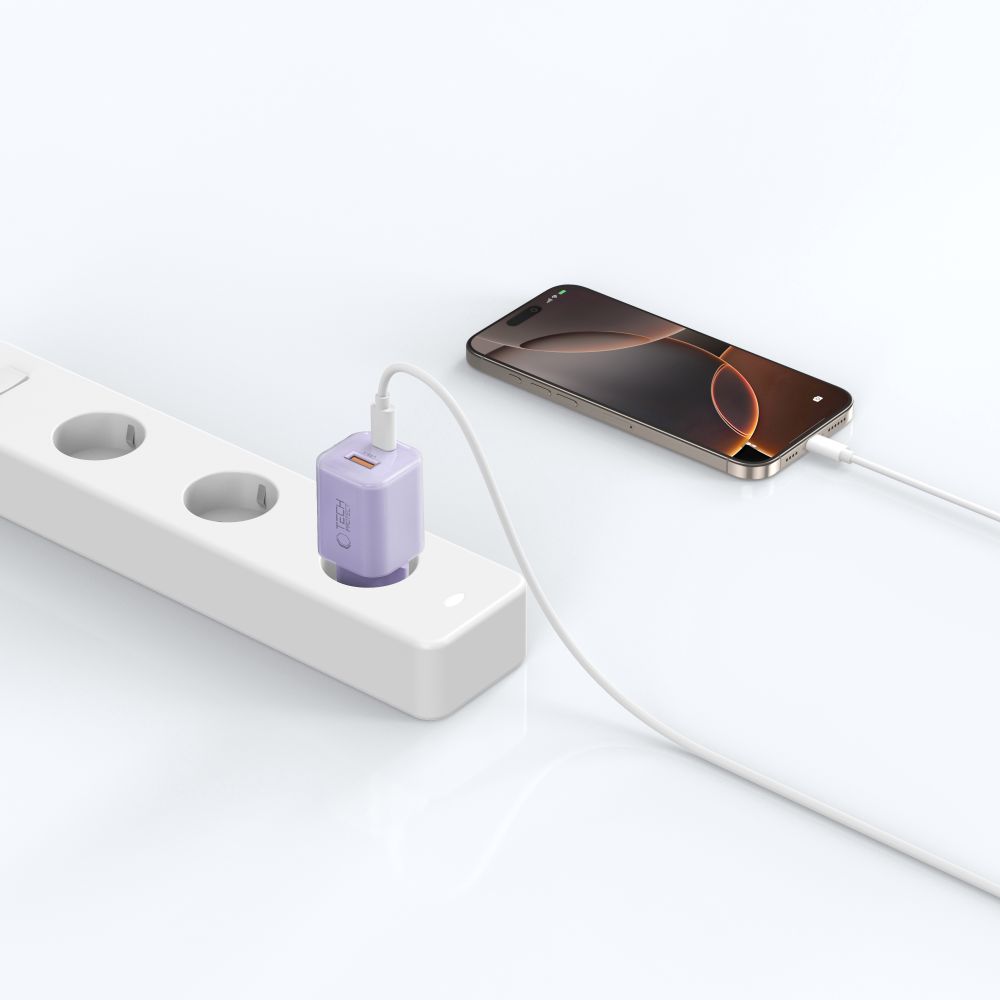 Tech-Protect Tech-Protect 33W Väggladdare PD QC3.0 USB-C / USB-A Baby Purple