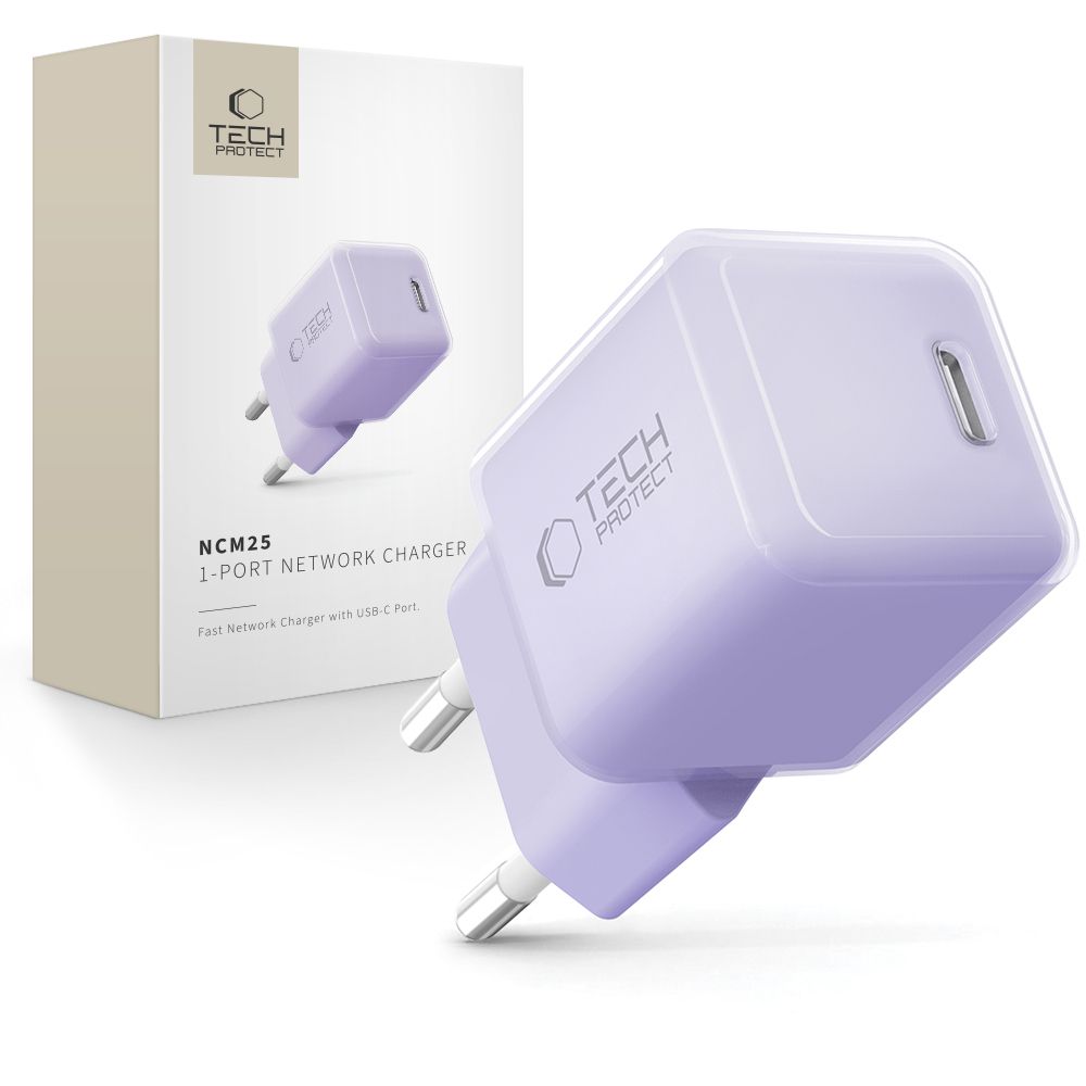 Tech-Protect Tech-Protect 25W PD USB-C Väggladdare Baby Purple