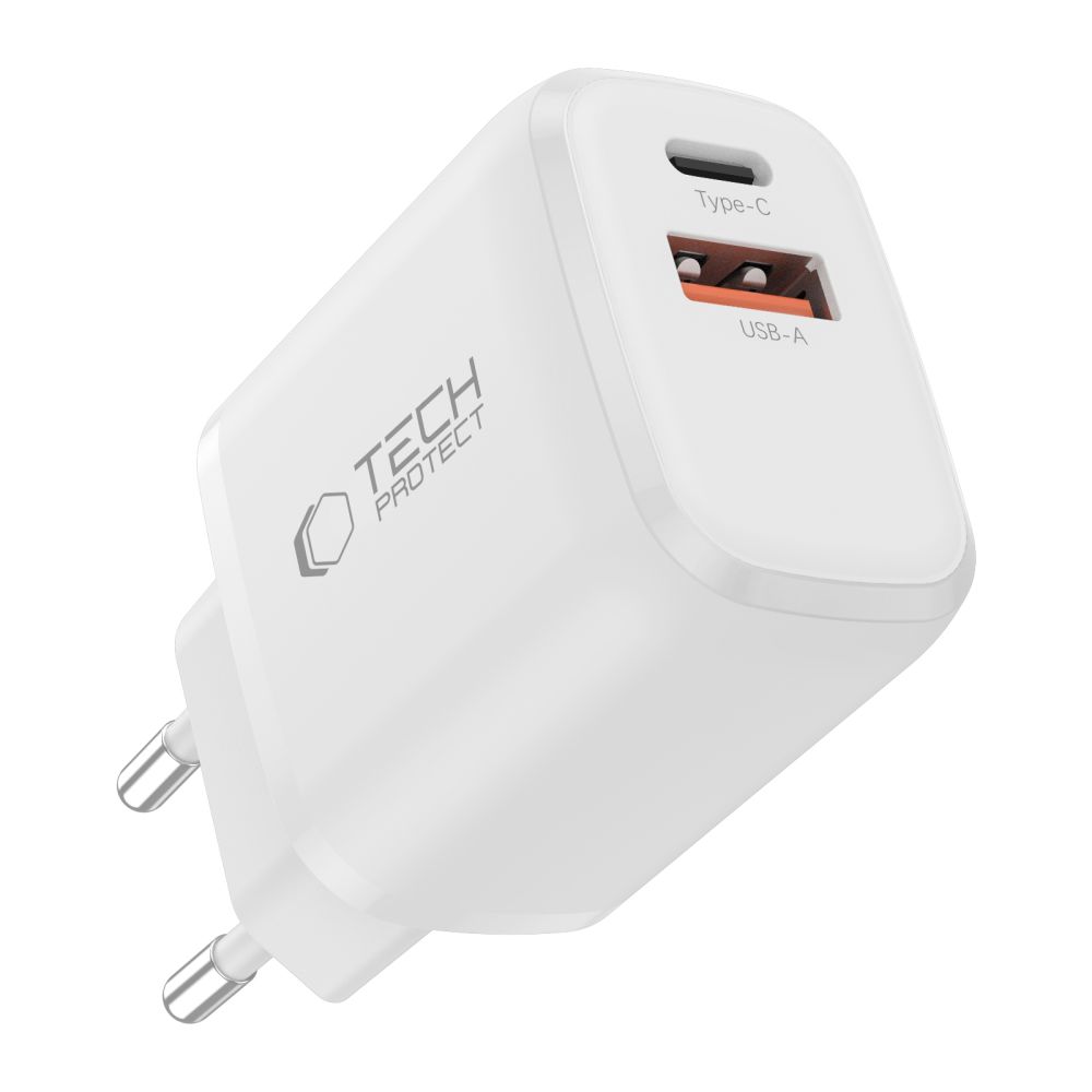 Tech-Protect Tech-Protect 30W Väggladdare PD Inkl. USB-C - USB-C Kabel Vit