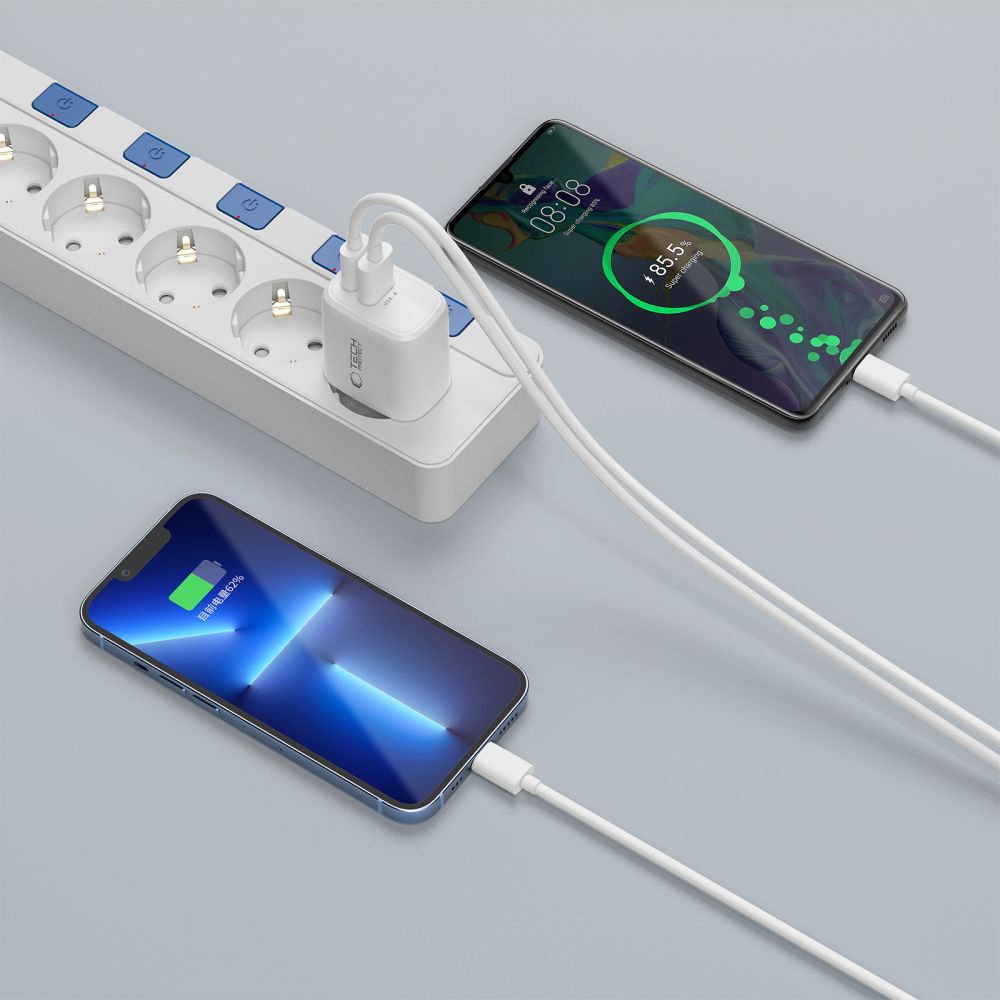 Tech-Protect Tech-Protect 30W Väggladdare PD QC3.0 USB-C / USB-A Vit