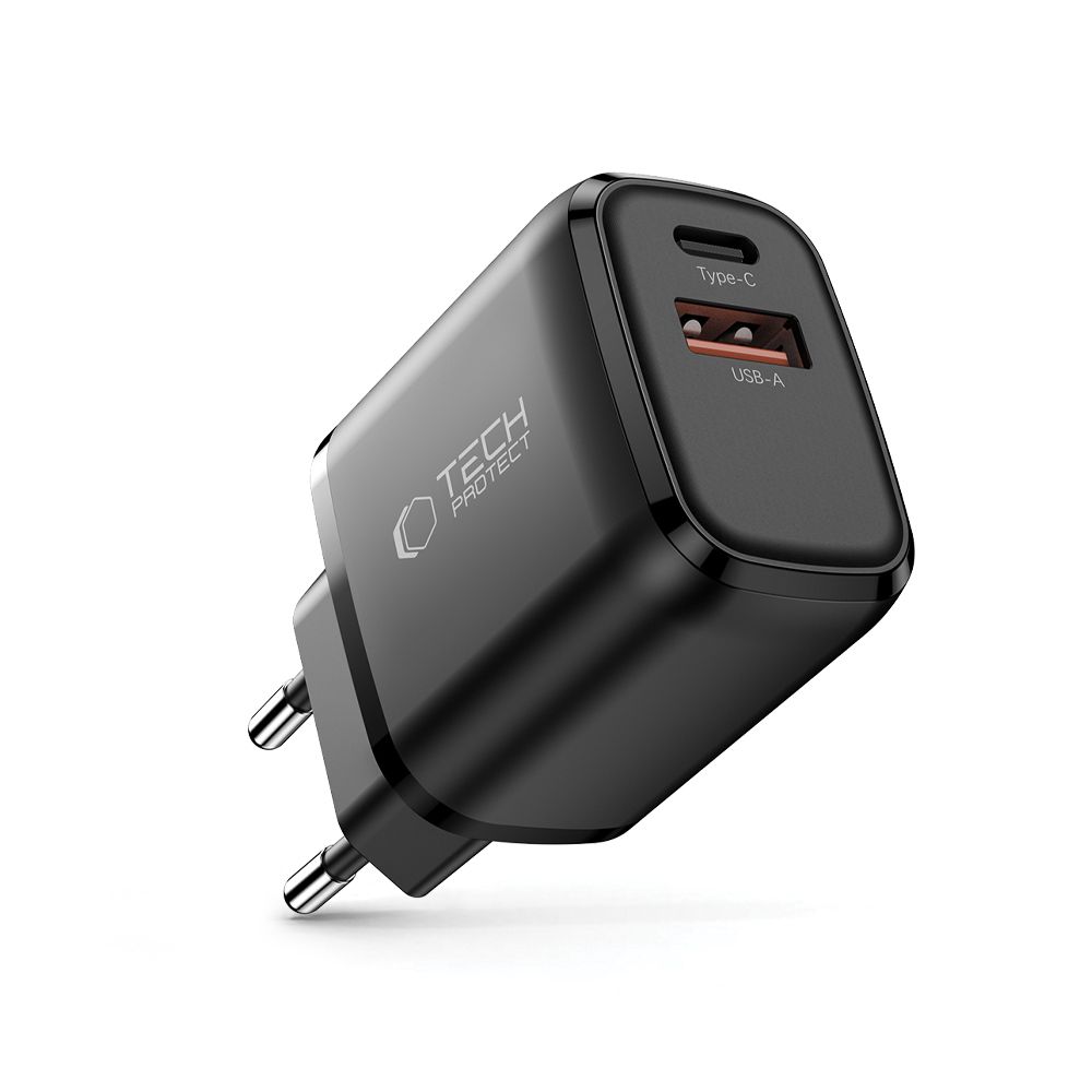 Tech-Protect Tech-Protect 20W Väggladdare PD QC3.0 USB-C / USB-A Svart