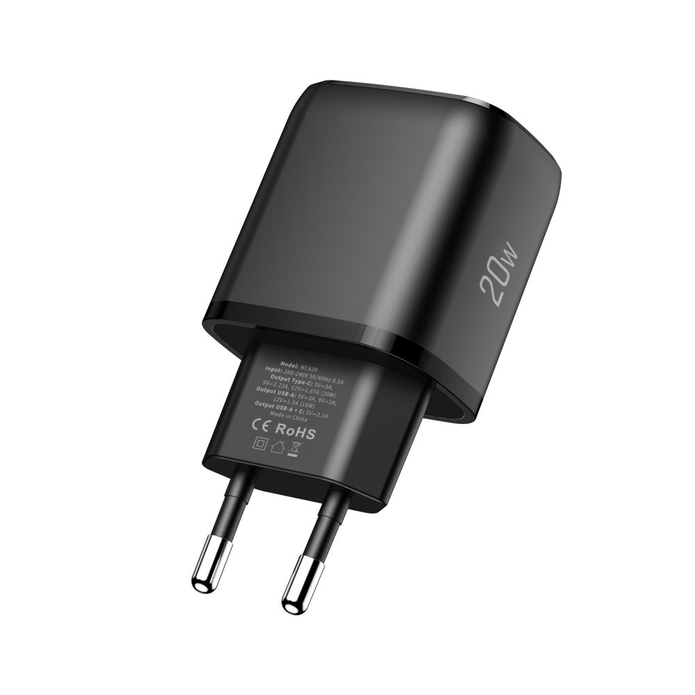 Tech-Protect Tech-Protect 20W Väggladdare PD QC3.0 USB-C / USB-A Svart