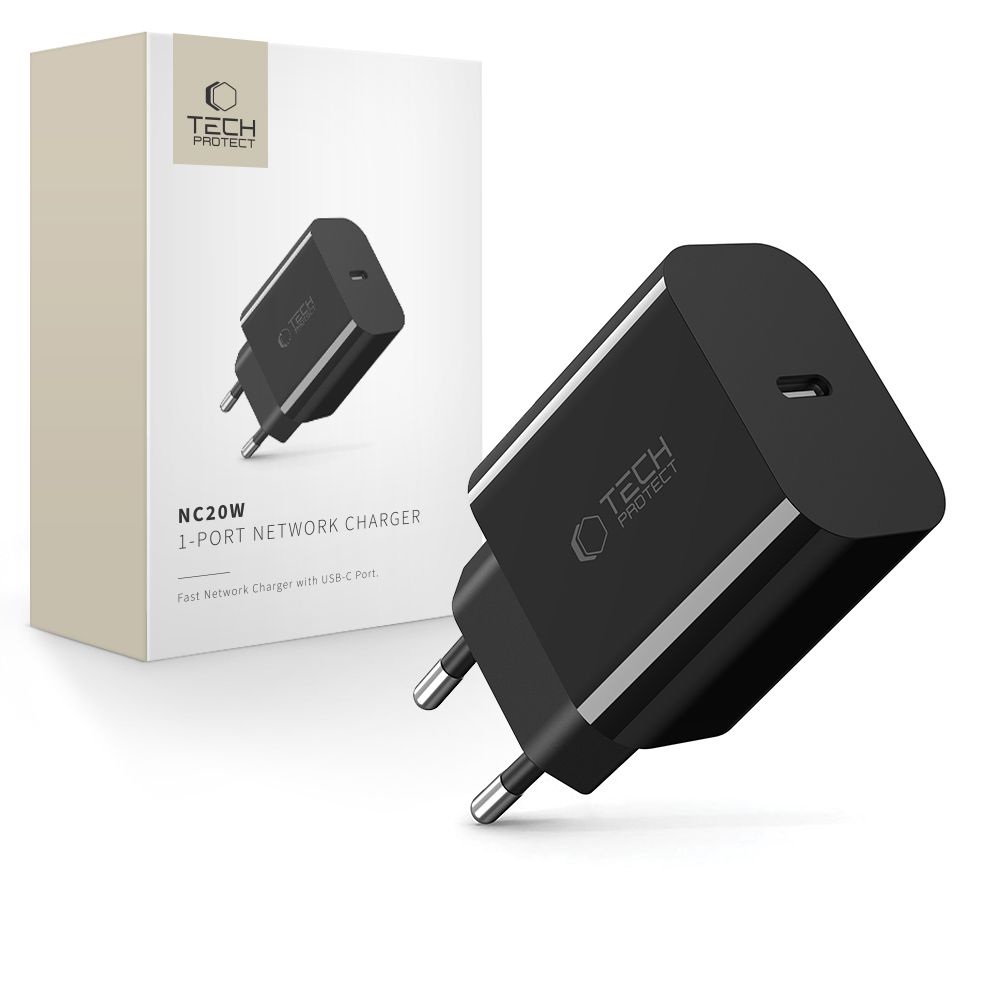 Tech-Protect Tech-Protect 20W PD USB-C Väggladdare Svart