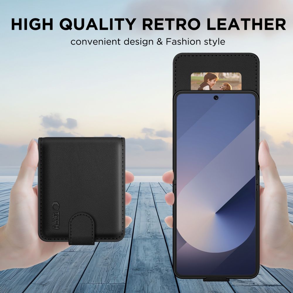 Tech-Protect Tech-Protect Galaxy Z Flip 7 FE / Flip 6 Fodral Läder Svart