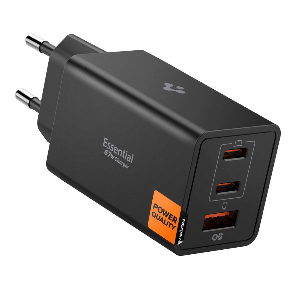 Spigen Spigen 67W Väggladdare 2x USB-C / USB-A Essential Svart