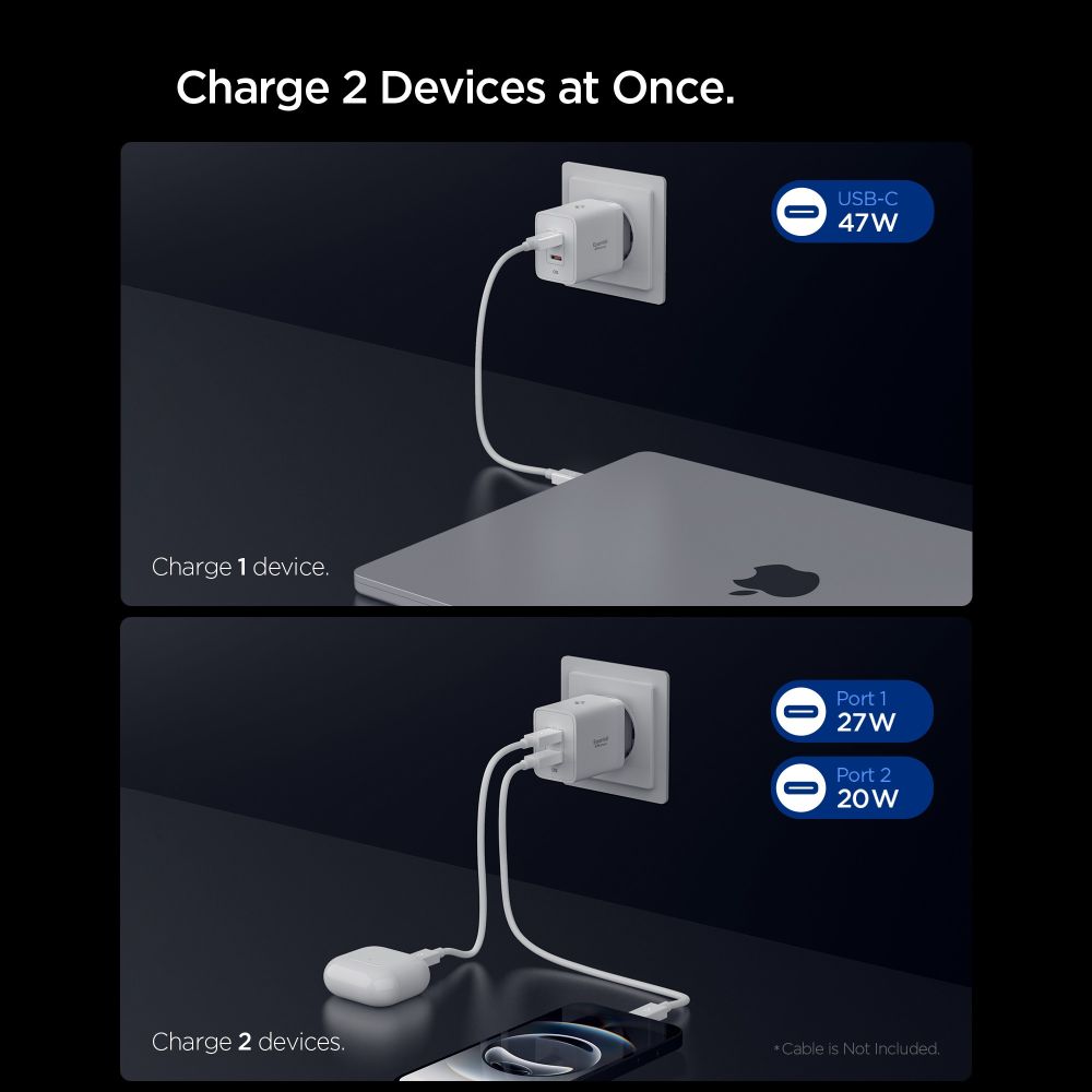 Spigen Spigen 47W Väggladdare USB-C Essential Vit