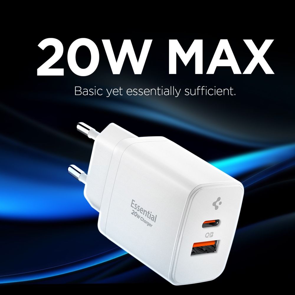 Spigen Spigen 20W Väggladdare USB-C / USB-A Essential Vit