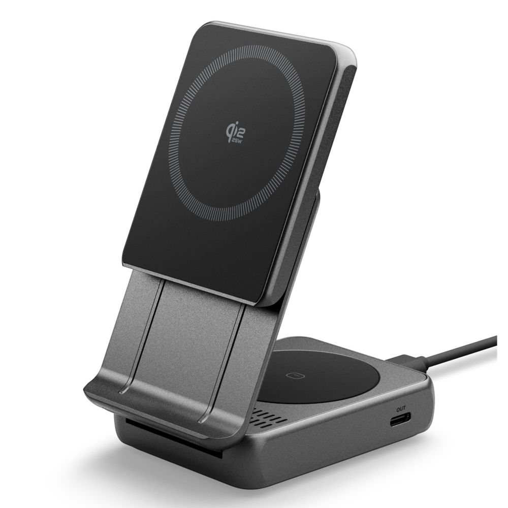 Spigen Spigen 25W Qi2.2 Trådlös 2in1 Magnetisk MagSafe Laddare Svart