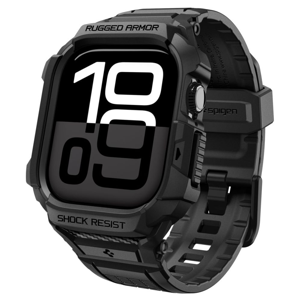 Spigen Spigen Apple Watch 11/10 42 mm Skal/Armband Rugged Armor Svart