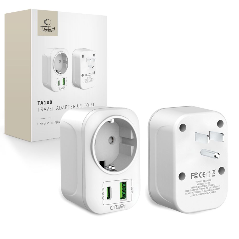Tech-Protect Tech-Protect Reseadapter US Till EU Vit