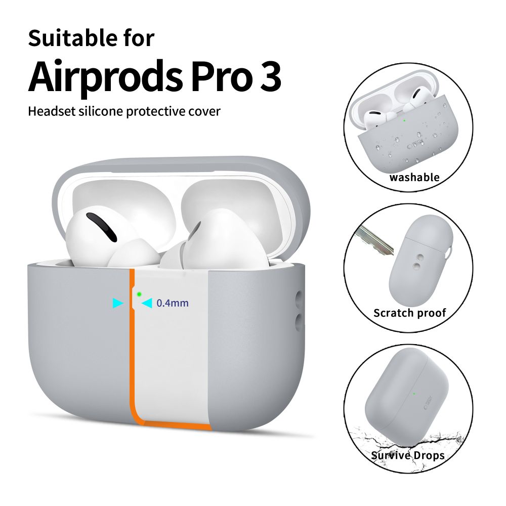 Tech-Protect Tech-Protect AirPods Pro 3 Skal Silicone Crayon Grey