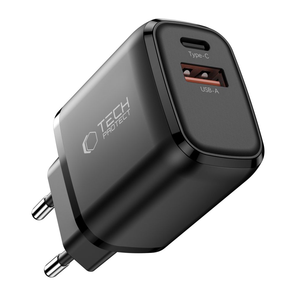 Tech-Protect Tech-Protect 45W PD QC3.0 Väggladdare USB-C / USB-A Svart