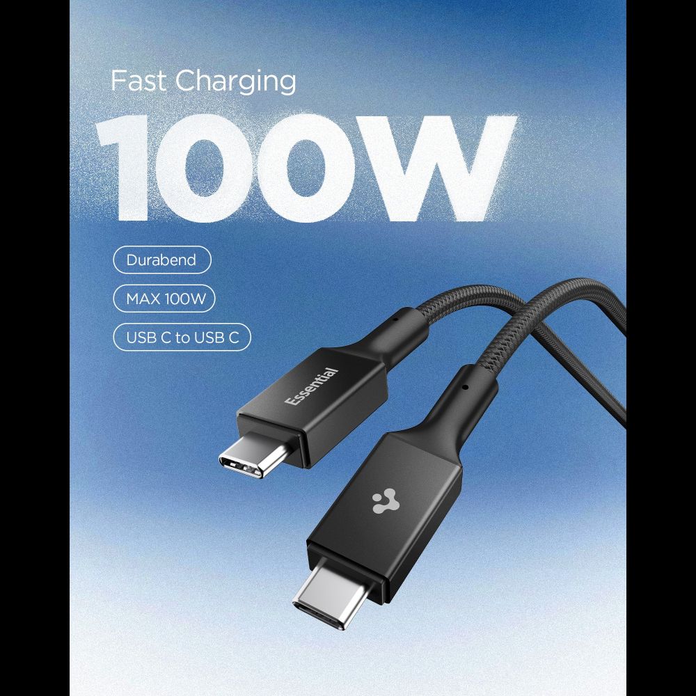 Spigen Spigen 1.5m 100W USB-C - USB-C Kabel Svart