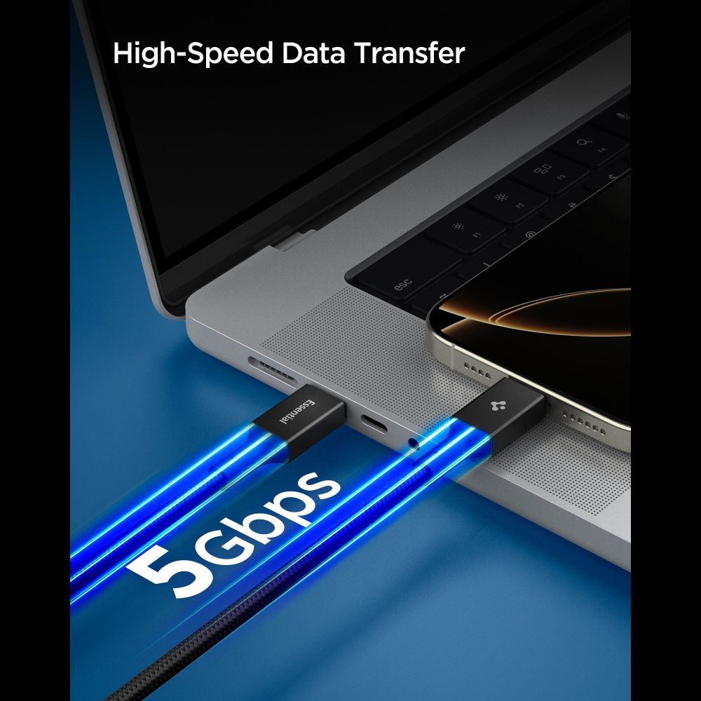 Spigen Spigen 1.5m 100W USB-C - USB-C Kabel Svart