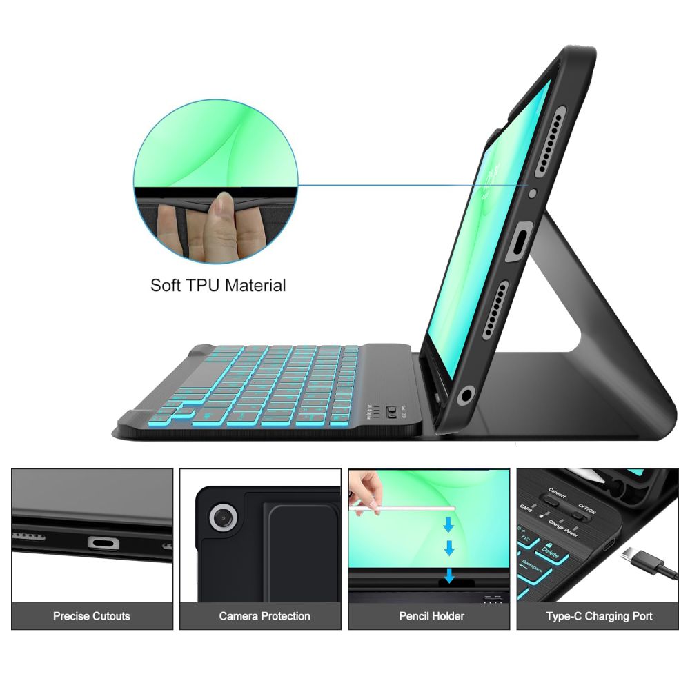 Tech-Protect Tech-Protect Galaxy Tab A11 Plus/A9 Plus Fodral SC Tangentbord Svart