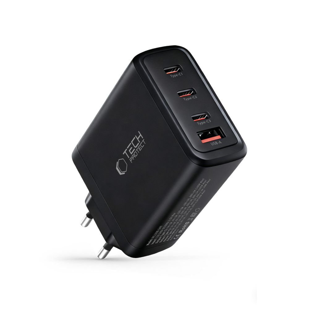 Tech-Protect Tech-Protect 120W Väggladdare PD QC3.0 USB-C/USB-A Svart