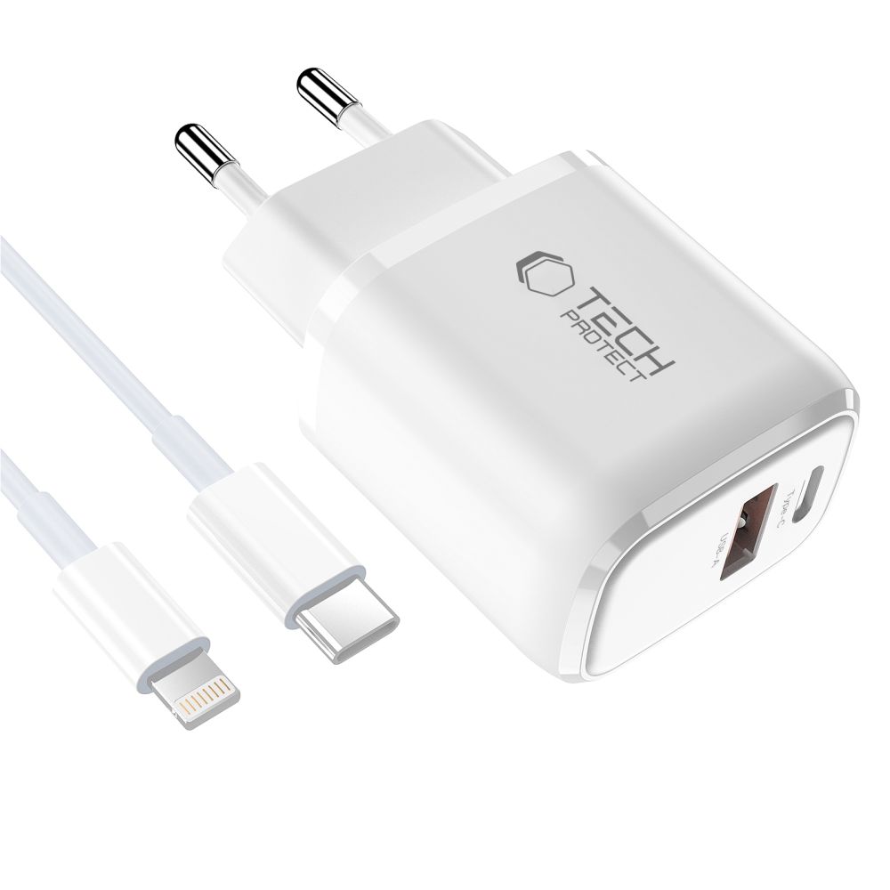 Tech-Protect Tech-Protect 45W Väggladdare Inkl. Lightning - USB-C Kabel Vit