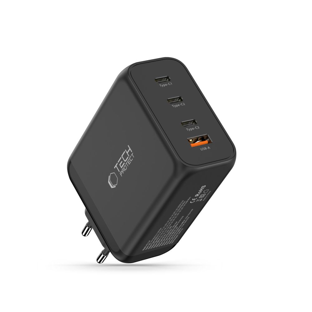 Tech-Protect Tech-Protect 200W Väggladdare PD QC3.0 USB-C / USB-A Svart