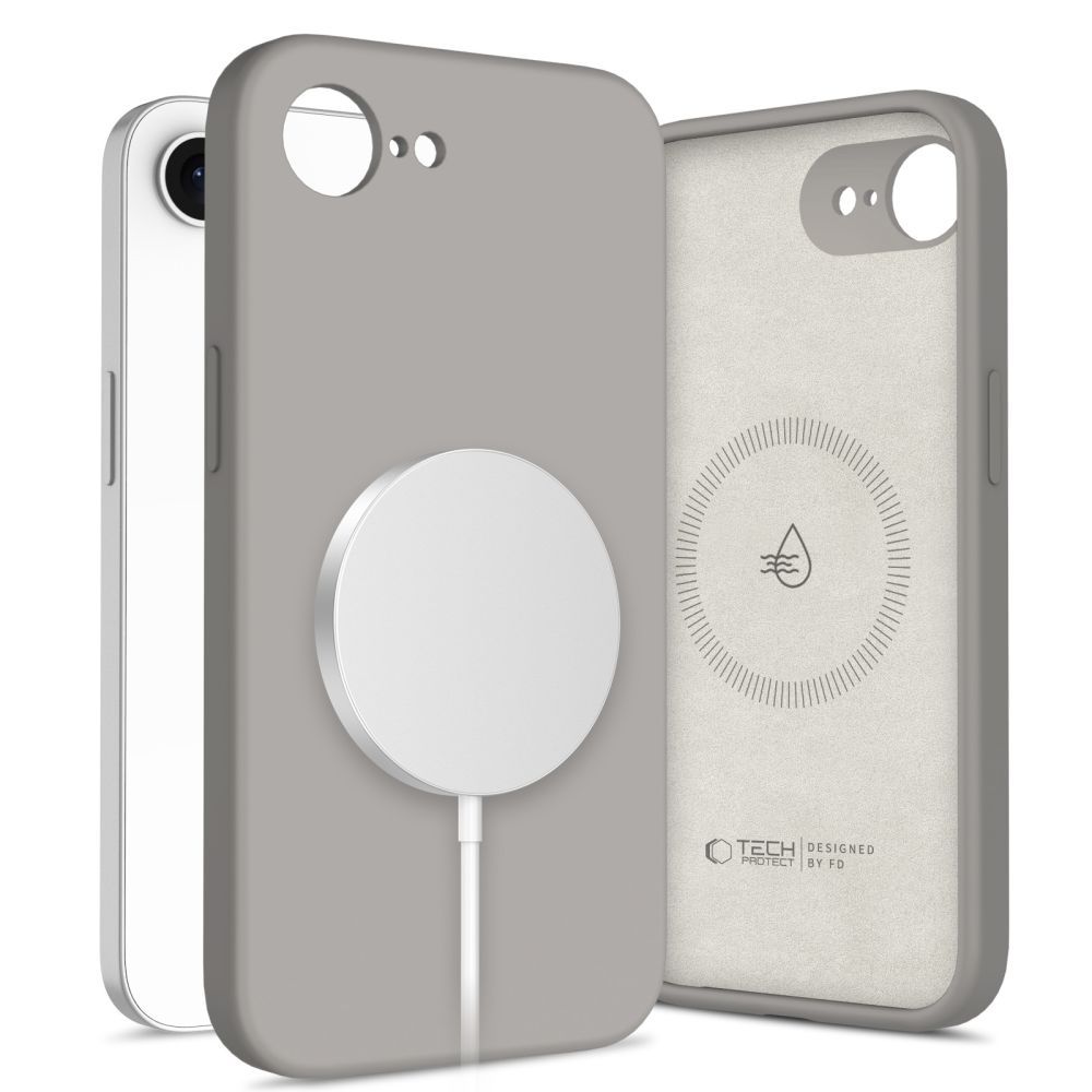 Tech-Protect Tech-Protect iPhone 17e/16e Skal MagSafe Silicone Stone Grey