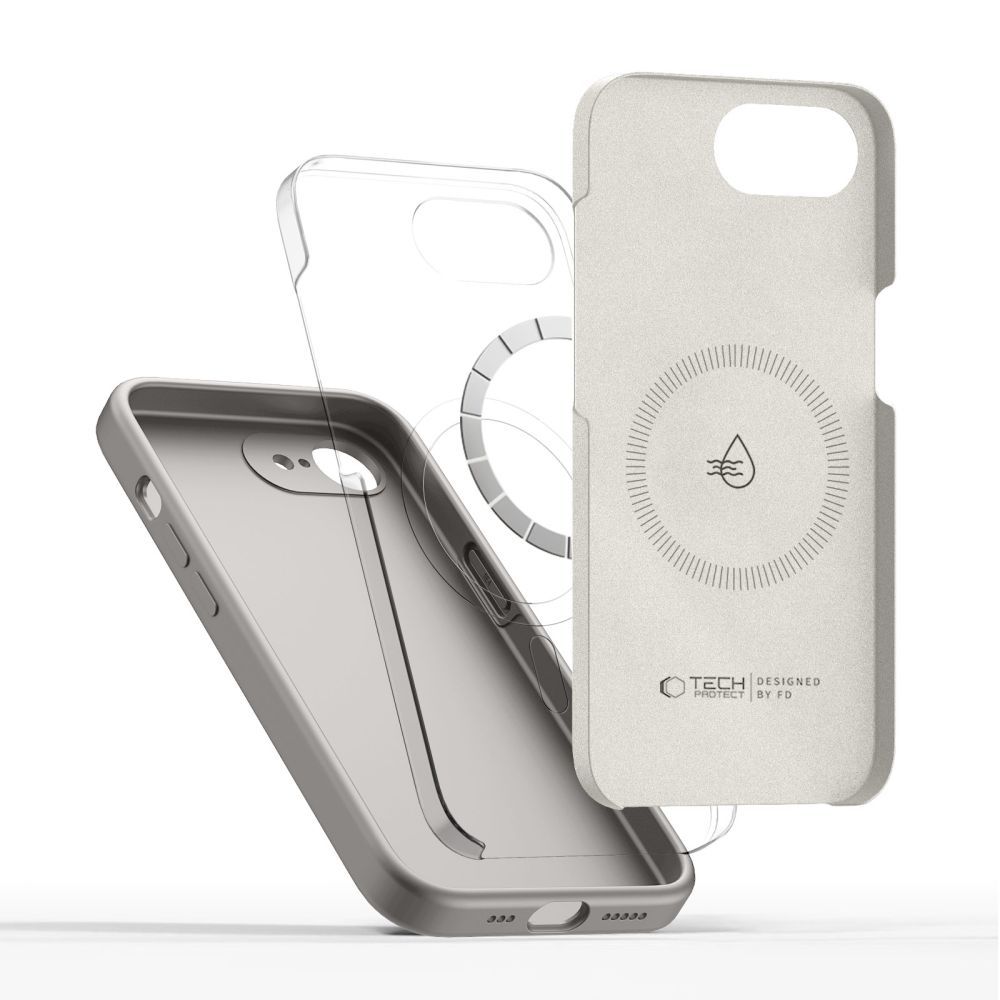 Tech-Protect Tech-Protect iPhone 17e/16e Skal MagSafe Silicone Stone Grey