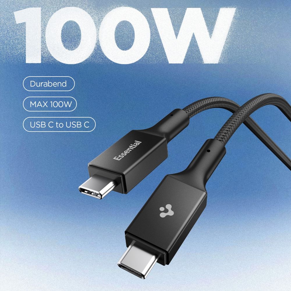 Spigen Spigen 1m 100W USB-C - USB-C Kabel Essential Svart