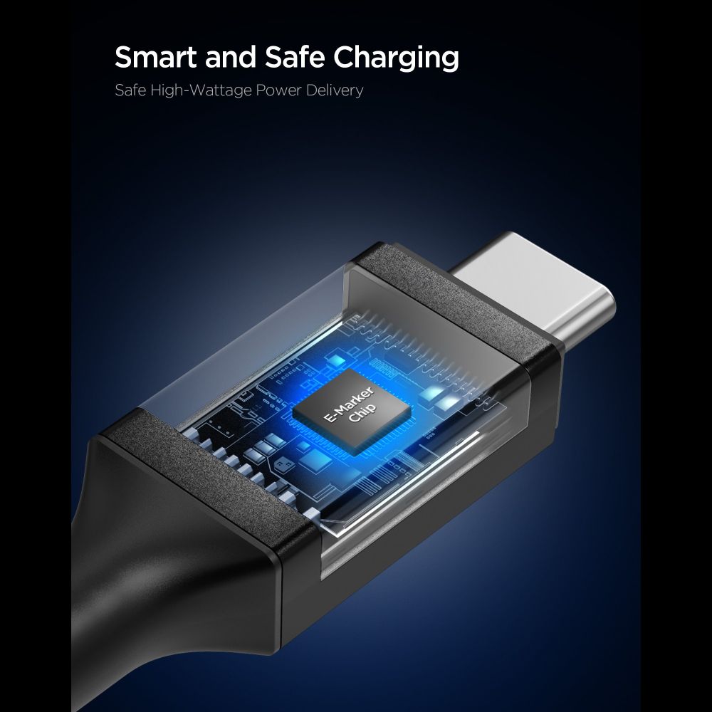 Spigen Spigen 1m 100W USB-C - USB-C Kabel Essential Svart