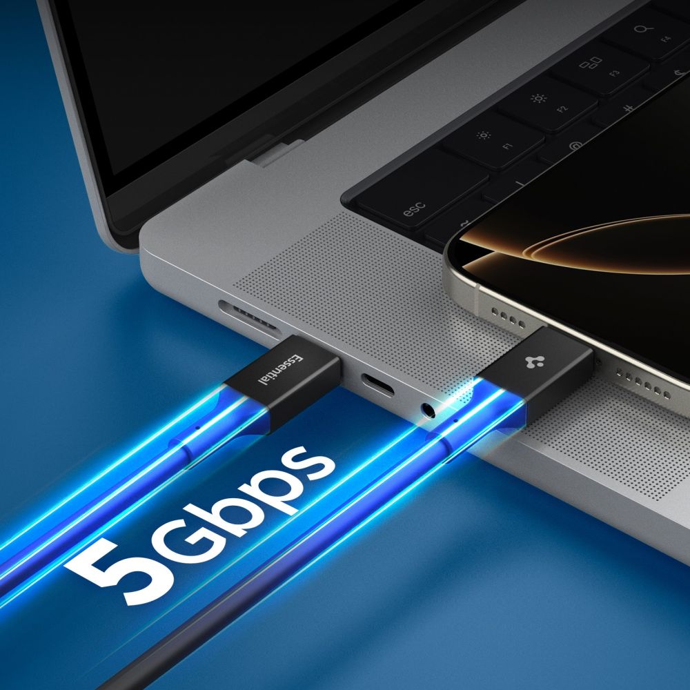 Spigen Spigen 2m 100W USB-C - USB-C Kabel Essential Svart