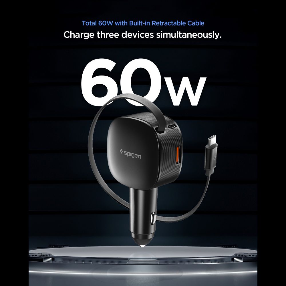 Spigen Spigen 60W USB-C / USB-A Billaddare Essentail Svart