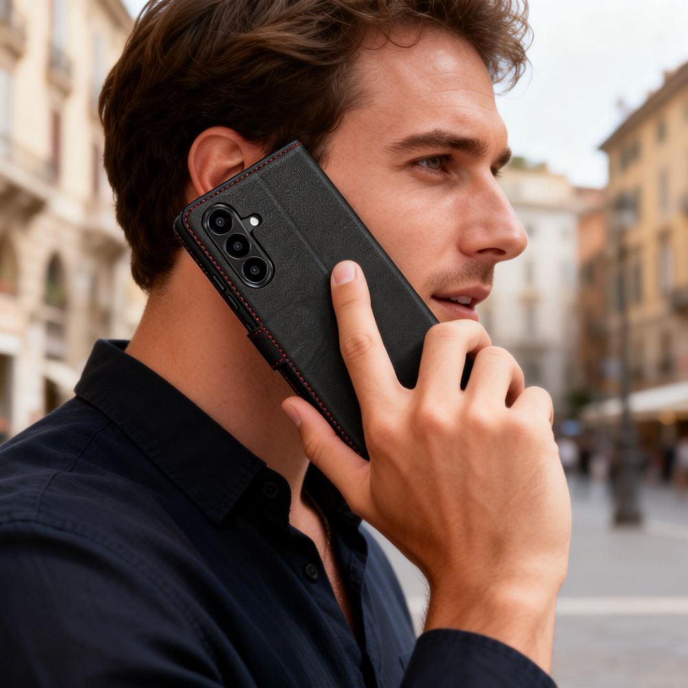 Tech-Protect Tech-Protect Galaxy A57 5G Fodral Läder Svart / Röd
