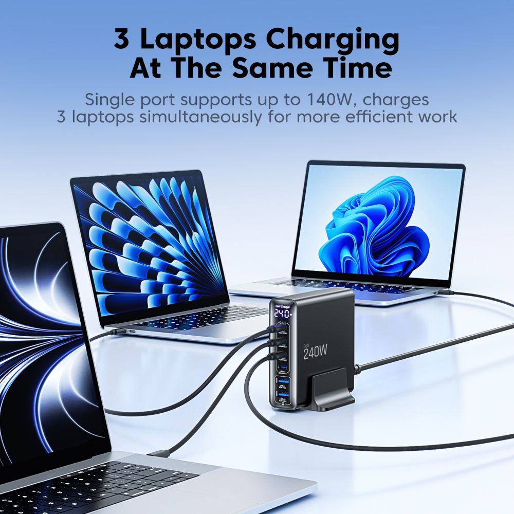 Tech-Protect Tech-Protect 240W QC3.0 Laddstation USB-C / USB-A Svart