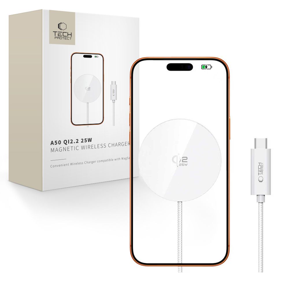 Tech-Protect Tech-Protect 25W Qi2.2 Trådlös Magnetisk MagSafe Laddare Vit