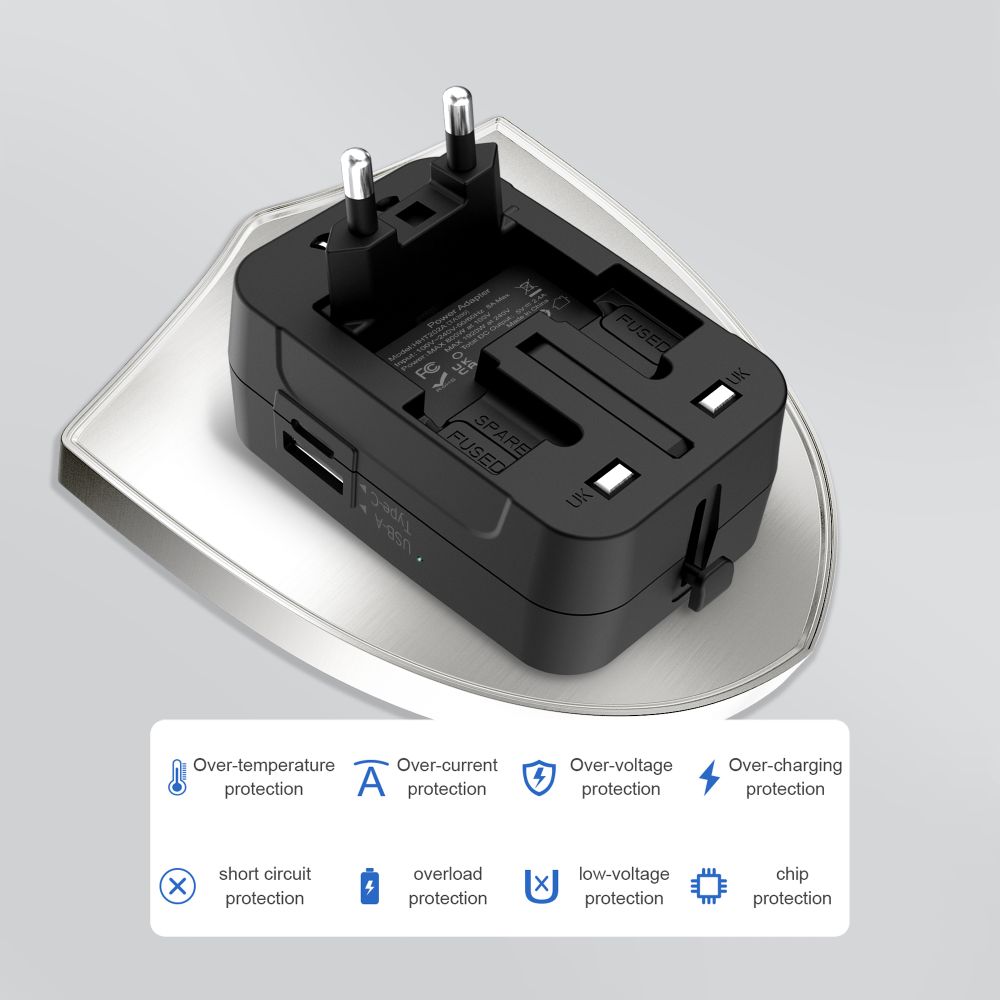 Tech-Protect Tech-Protect Reseadapter EU / UK / US / AU Svart