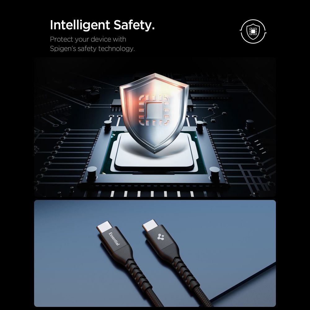 Spigen Spigen 1m 100W USB-C - USB-C Kabel Essential Svart