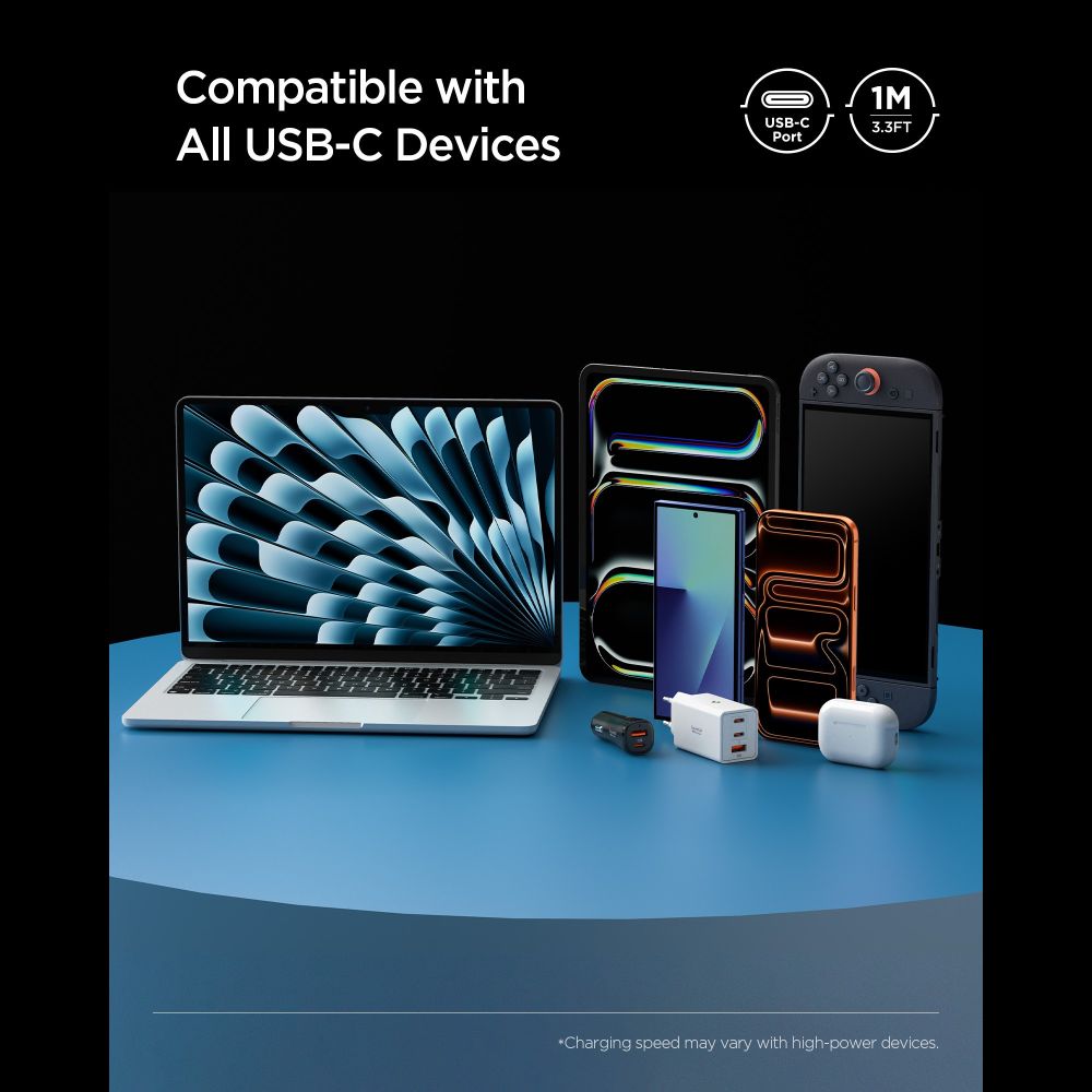 Spigen Spigen 1m 100W USB-C - USB-C Kabel Essential Svart