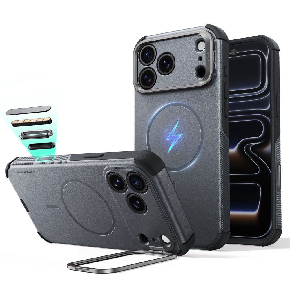 ESR ESR iPhone 18 Pro / 17 Pro Skal MagSafe Cyber Tough Kickstand Grå