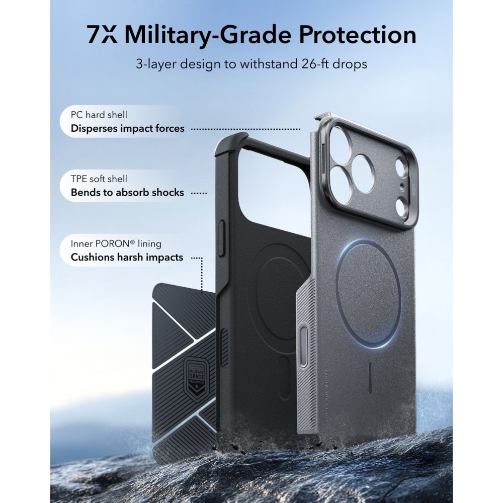 ESR ESR iPhone 18 Pro / 17 Pro Skal MagSafe Cyber Tough Kickstand Grå