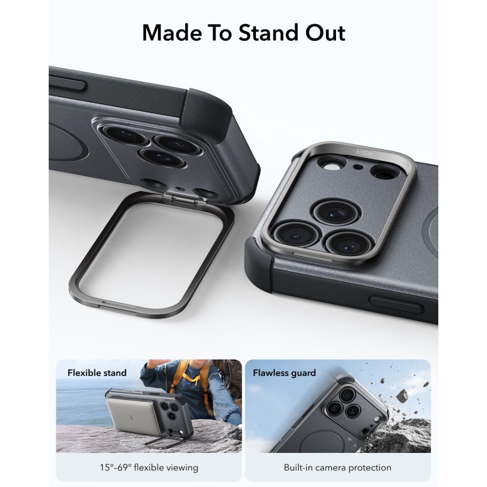 ESR ESR iPhone 18 Pro / 17 Pro Skal MagSafe Cyber Tough Kickstand Grå