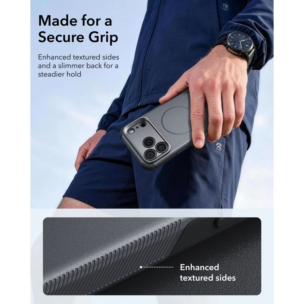 ESR ESR iPhone 18 Pro / 17 Pro Skal MagSafe Cyber Tough Kickstand Grå
