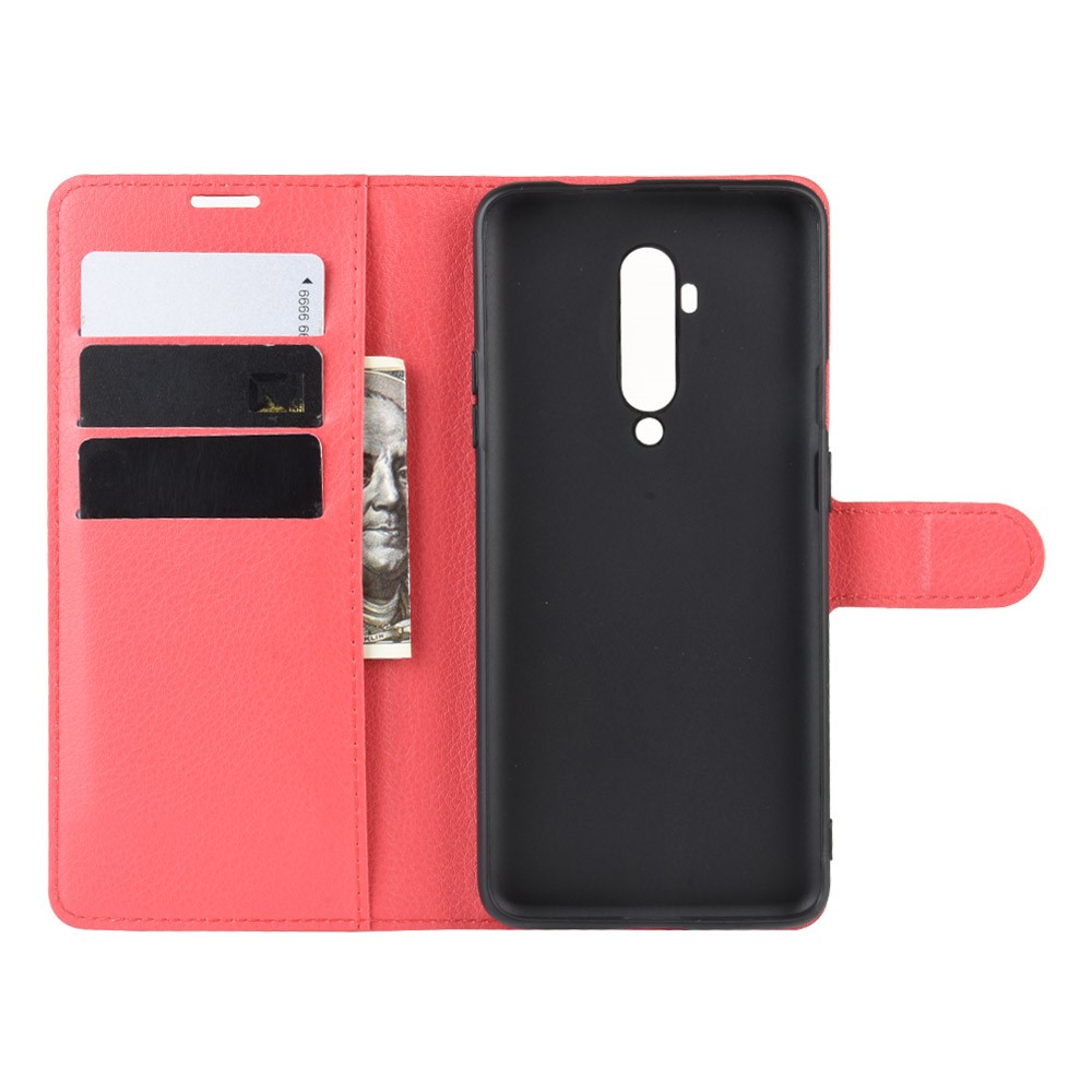  OnePlus 7T Pro - Litchi Plånboksfodral - Röd
